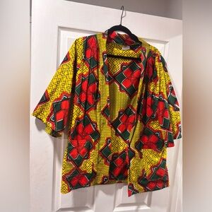 Vibrant Yellow Red Green African Print Kimono Jacket